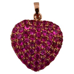 4.15 Carat Pink Gemstone Heart Shape Pendant 14 Karat Rose Gold Fine Jewelry