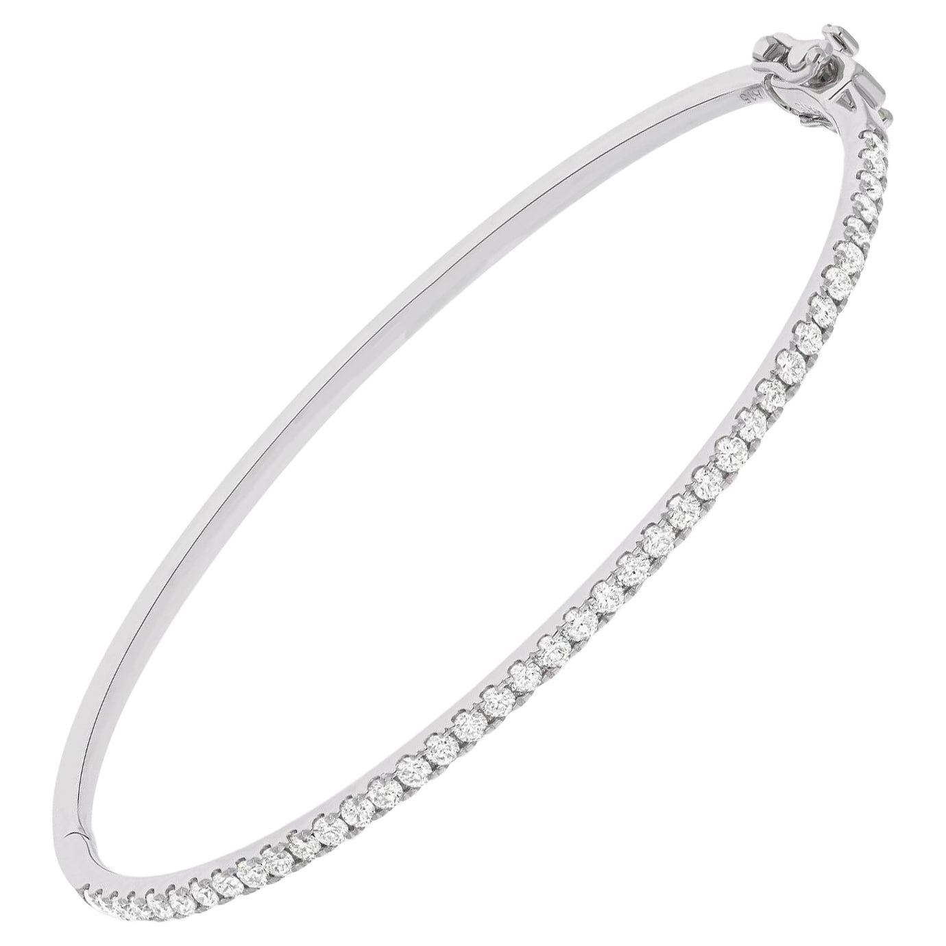 Natural 0.90 Carat Pave Diamond Bracelet 14 Karat Solid White Gold Fine Jewelry