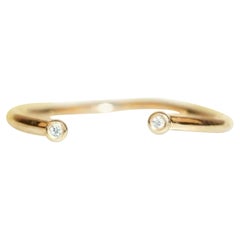 Gold Ring Open White Stone 14K Engagement Diamond Band Ladies Thin Ring Band