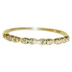 Gold Half Eternity Solid Band Diamond Ring 14K Wedding 14k Yellow Round Band