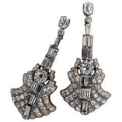 Antique Art Deco 5.34 Carat Diamond 18K Gold Dangle Earring