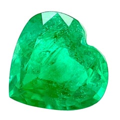 GIA CERTIFIED 1.39ct Natural Emerald VIVID Green Heart Cut Loose 7.4x7.8mm