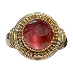 Steven Battelle 4,8 Karat Cabochon Rosa Turmalin Silber/18K Goldring