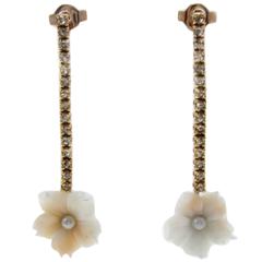 Luise Diamonds Coral Pearls Earrings