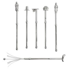 Vintage Set of Six Japanese Silver Swizzle Sticks