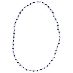Opal, Lapis Lazuli, Rock Crystal Bead Necklace with Diamond Clasp