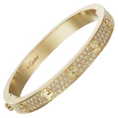 Cartier LOVE Pulsera oro amarillo pavé diamantes caja y papeles talla 16