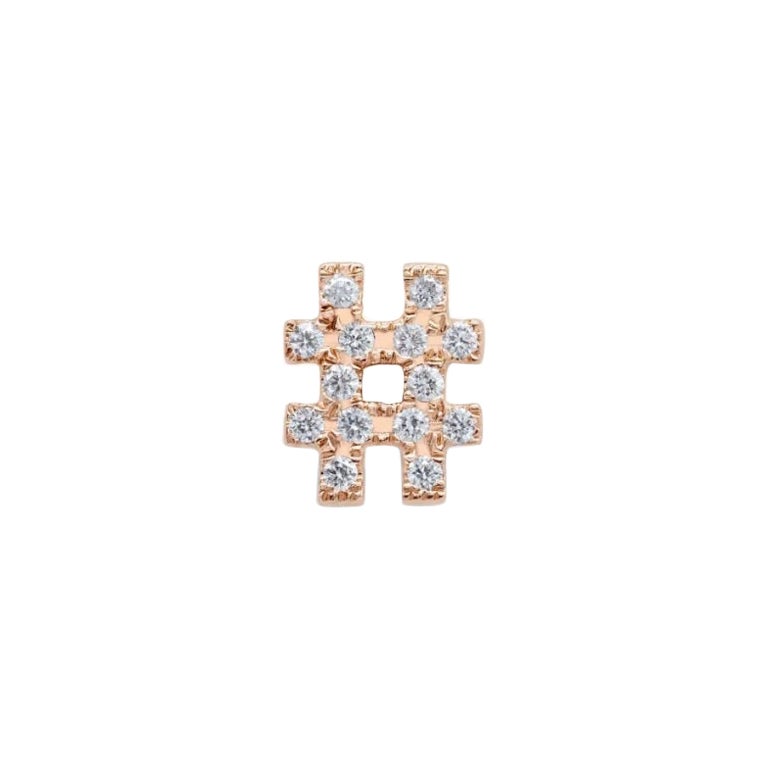 Hashtag Pendant 14k Solid Gold Genuine Diamond Hashtag Charm Pendant Unisex Gift