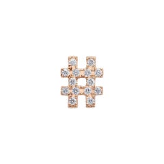 Hashtag Pendant 14k Solid Gold Genuine Diamond Hashtag Charm Pendant Unisex Gift