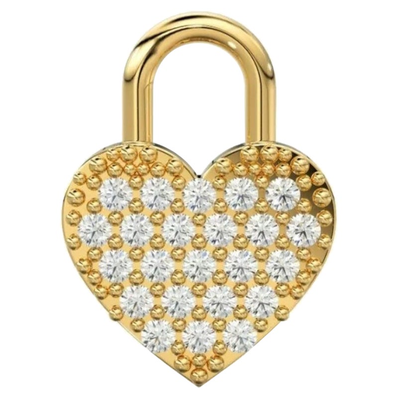 Heart Shape Diamond Studded Charm Pendant 14K Solid Gold Minimalist Charms