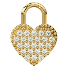 Heart Shape Diamond Studded Charm Pendant 14K Solid Gold Minimalist Charms