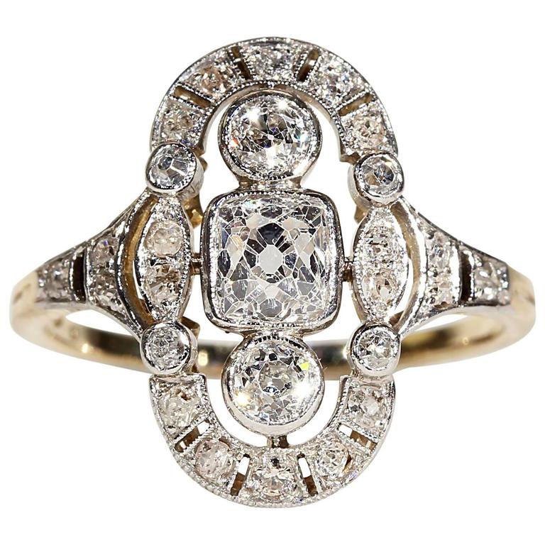 Edwardian Opal Diamond Platinum Ring at 1stdibs