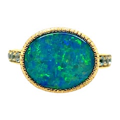 Australian Lightning Ridge Opal Doublet Cocktail-Statement-Ring, Modernes Gold