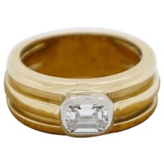 Tiffany & Co. 18k Gold Diamond Atlas Groove Wide Band Ring 1995, Size 8 - 13.3g