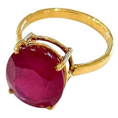 Bague Bochic Orient rouge naturel de forme ovale sertie en or et argent 18 carats
