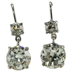 Old European Cut Diamond Earrings 18K White Gold 4.37 TDW