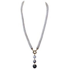 Marina J. 3 Dimensional Pearl Woven Bridal Necklace with Graduated Tassels