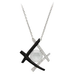 Hancocks Ungewöhnliche Rose Cut Diamant und Onyx-Anhänger in Platin Contemporary