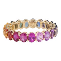 Alexander Beverly Hills 4,38ct Zaffiro Arcobaleno Eternity Band Oro Giallo S.6.25