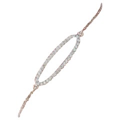 Natural Diamond Charm Link Bracelet Chain Solid 14K White Gold Handmade Jewelry.