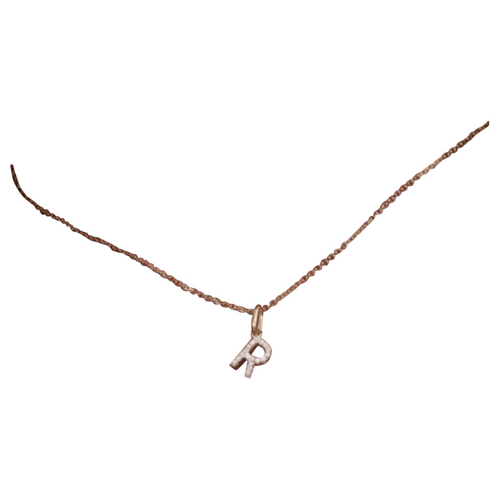 14K Solid Gold Diamond Name Necklace Name Initial Pendant Christmas Gift For Her
