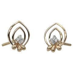 Minimalistische Oktopus Diamant Ohrring 14k Solid Gold Ozean Tintenfisch Urlaub Ohrring.