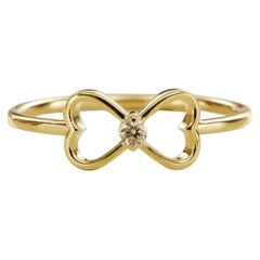 Mini Bow Shaped Diamond Ring 14k Solid Gold Everyday Use Diamond Ring Jewelry.