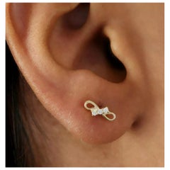 Natürlicher natürlicher Diamant Dainty Designer Loop Ohrring 14k Gold feiner minimalistischer Muttertag