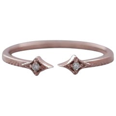 Anillo puño diamante natural Oro 14k Anillo puño abierto Joyas para mujer Regalo de cumpleaños.