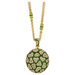 Alex Soldier Peridot Diamond Chrome Diopside Gold Pendant Necklace One of a kind