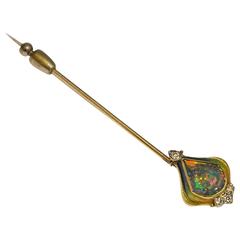 Antique Black Opal Stick Pin