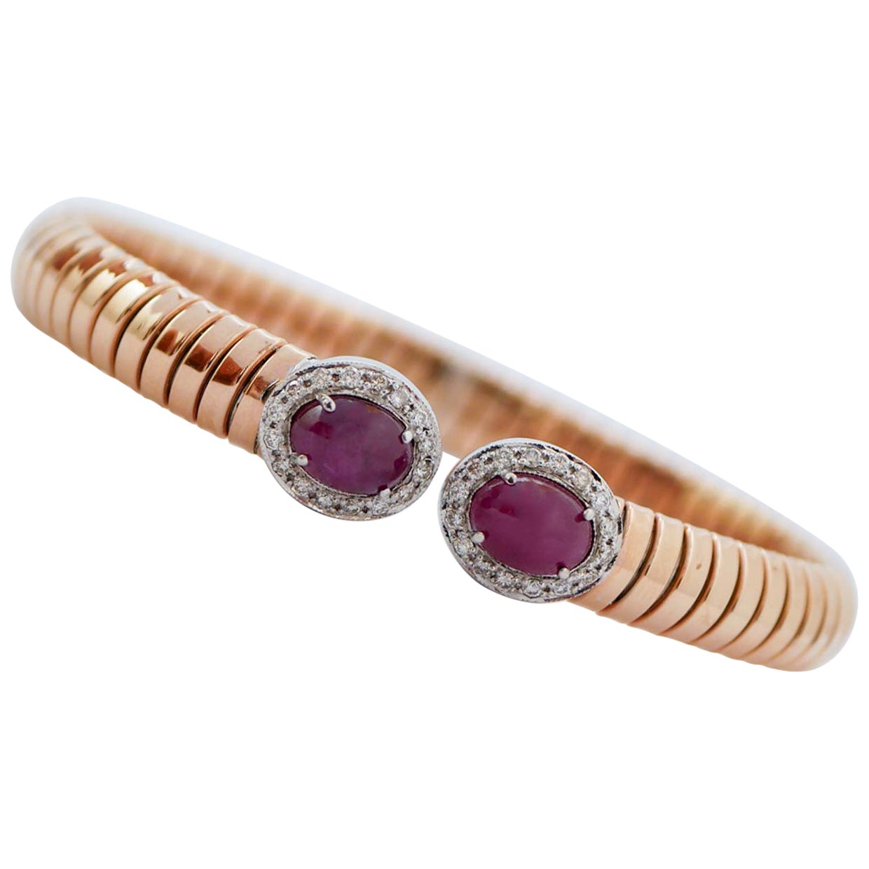 Bracelet Tubogas en or rose 18 carats, rubis et diamants en vente