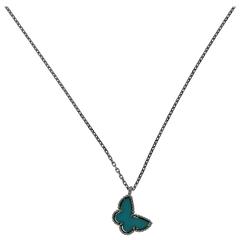 Van Cleef & Arpels Sweet Alhambra Turquoise Butterfly Pendant, 18k White Gold