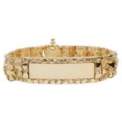 Solid 14k Yellow Gold Nugget ID Bracelet, 7.5 inches - 64.7g