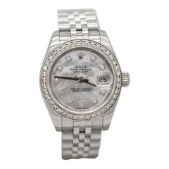 Rolex Ladies Datejust 179174 Stainless Jubilee Band Diamonds & Mother of Pearl