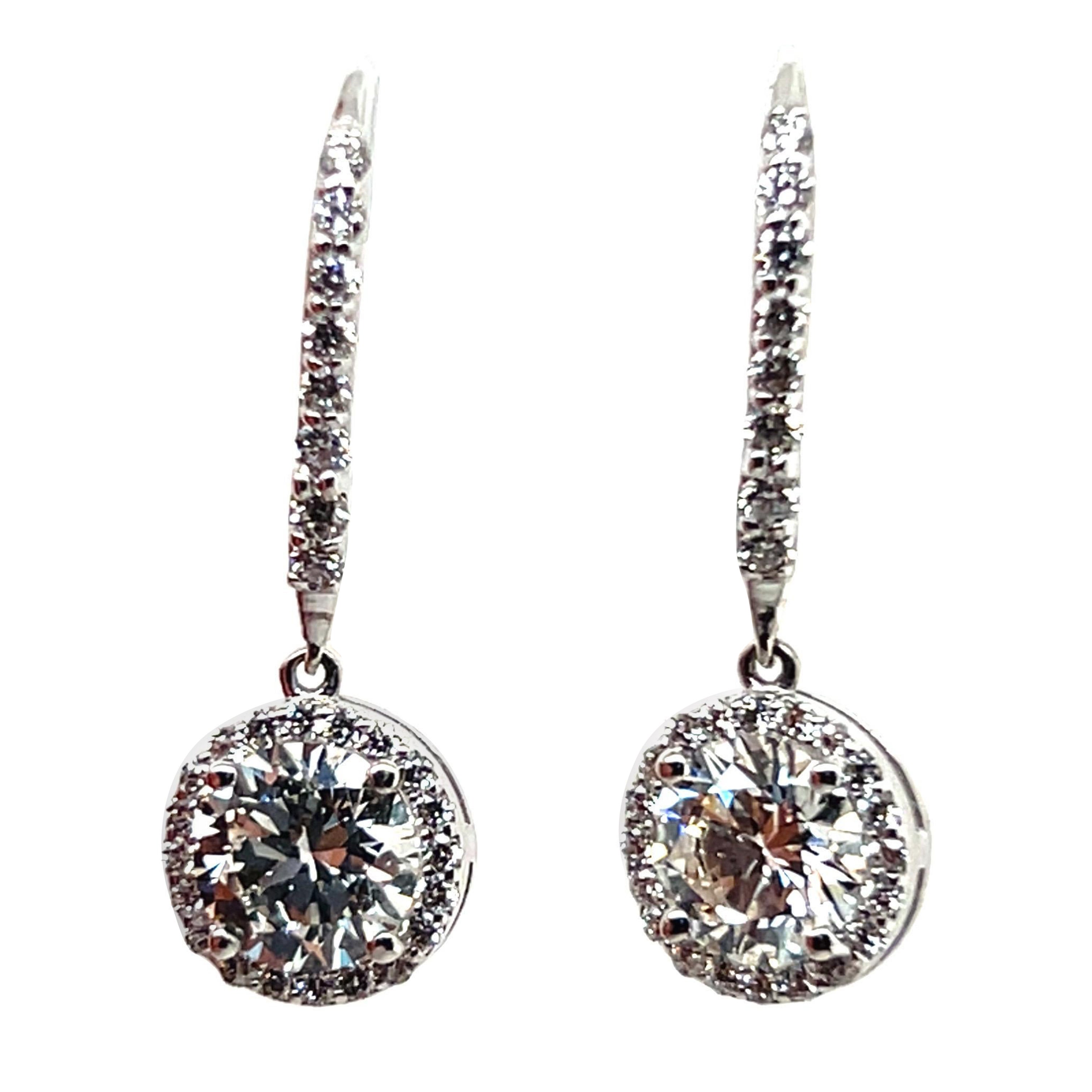 Modern Gold 2.7 Carat EGL USA Certified Natural Round Colorless Diamond Earrings For Sale