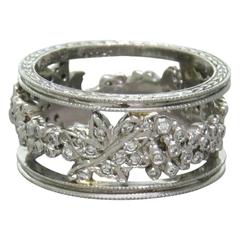 Cathy Waterman Platinum Diamond Wide Band Ring 11