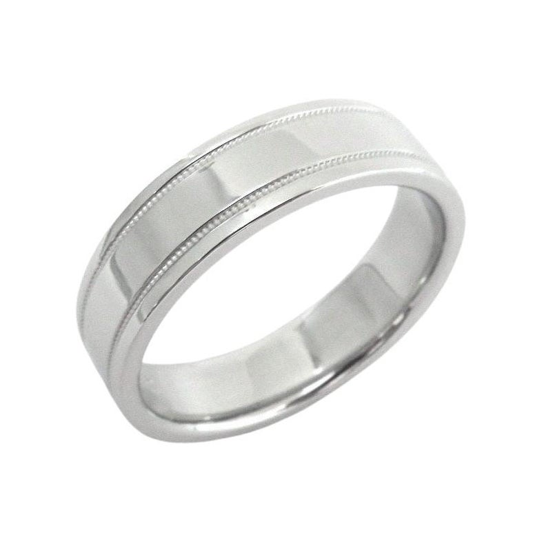TIFFANY & Co. Doppelter Milgrain-Hochzeitsring aus Platin 10.5
