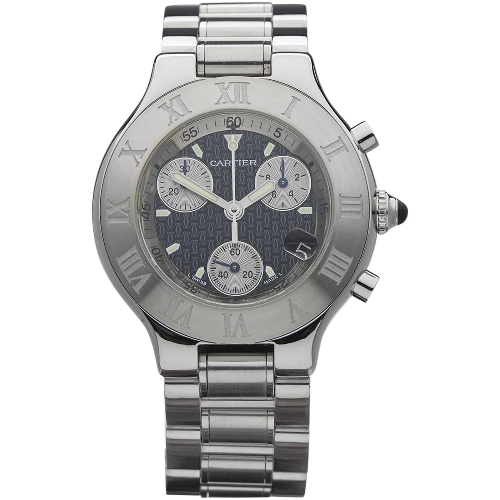 Cartier Must de Cartier Stainless Steel Chronoscaph Quartz Wristwatch