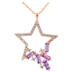 Collier à pendentifs en étoile en or 14k.