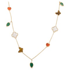 Einzigartige 36,97 CTW Edelstein Lucky Charms Halskette für Mama in 18k Gelbgold