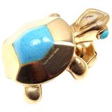 Cartier Turquoise Yellow Gold Turtle Tie Lapel Pin