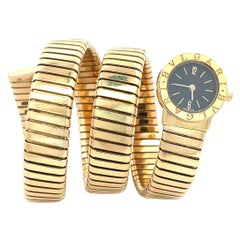 Bulgari 18 Karat Yellow Gold Tubogas Serpenti Bracelet Watch