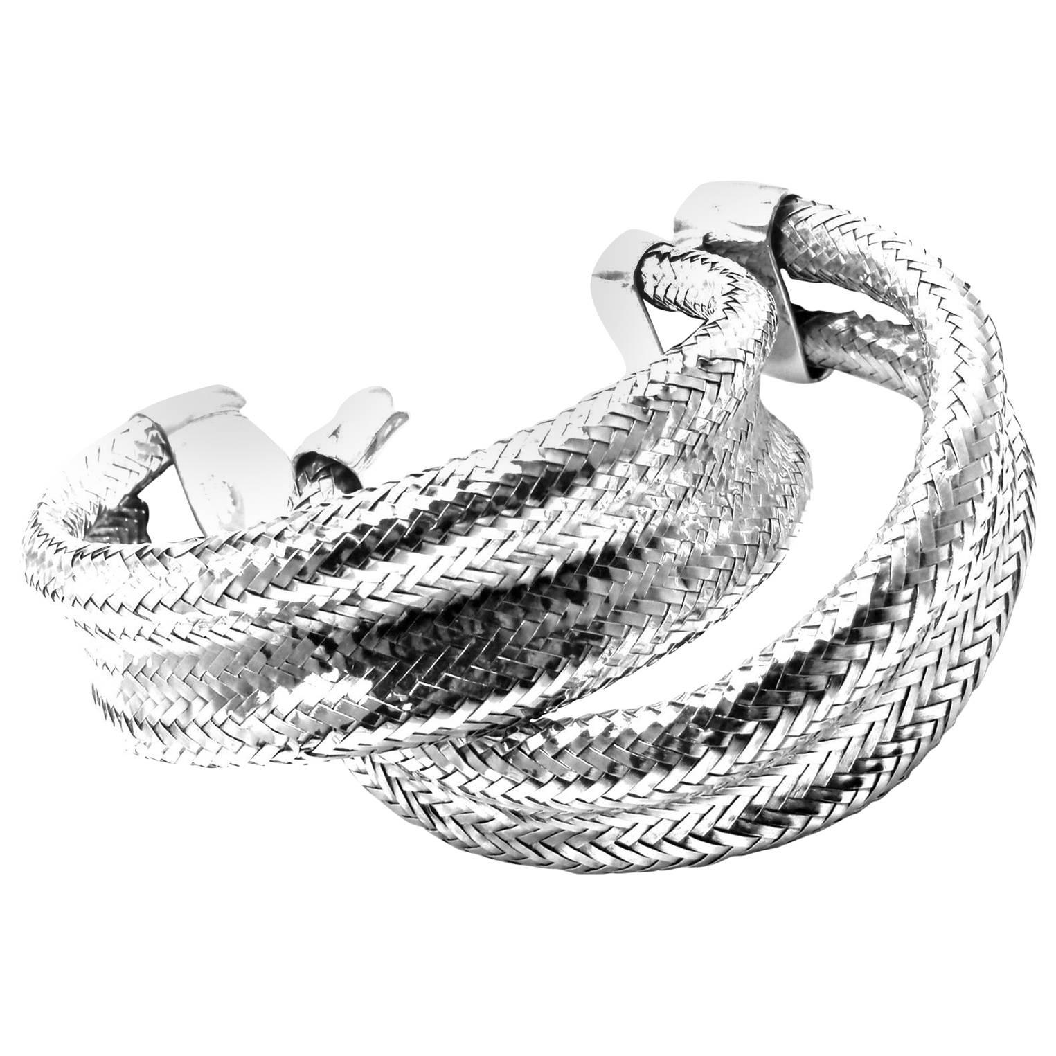 Angela Cummings Set Of Two Sterling Silver Woven Cuff Bracelets