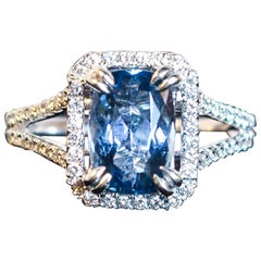  2.47 Carat Aquamarine Pave Diamond Ring