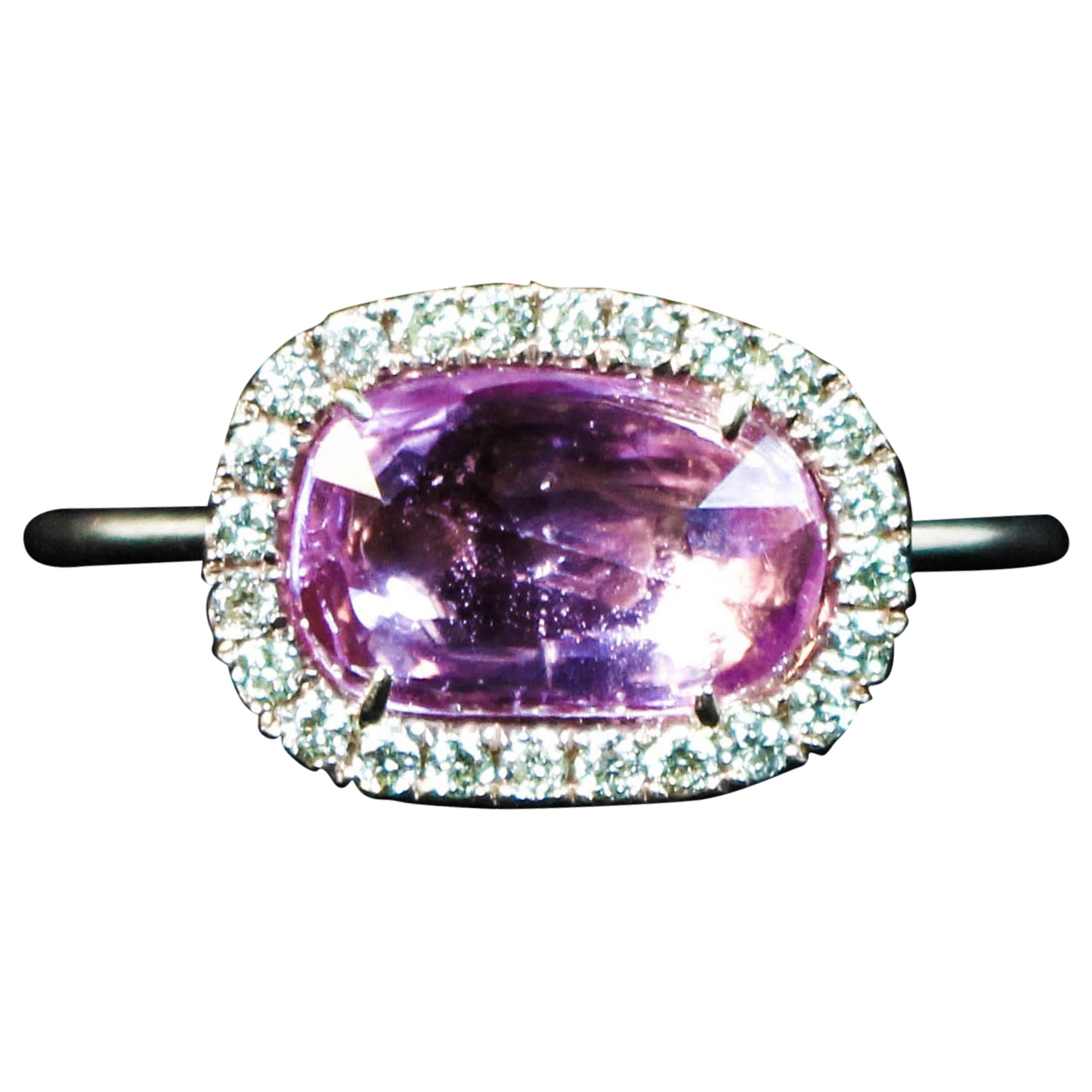 Pink Sapphire Pave Diamond Rose Gold Ring