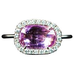 Pink Sapphire Pave Diamond Rose Gold Ring 10