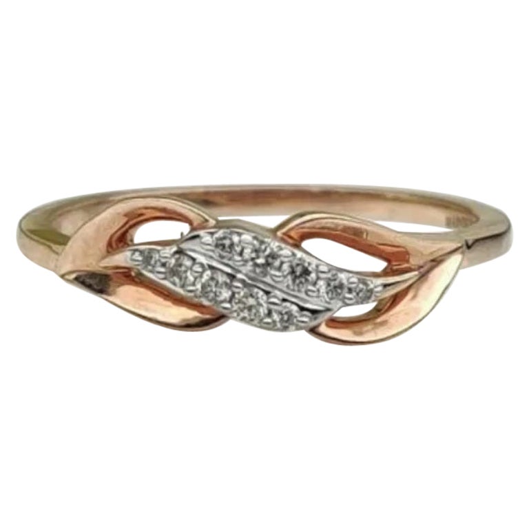 Natural Diamond Leaf Ring 14k Solid Gold Minimalist Diamond Wedding Ring Band.