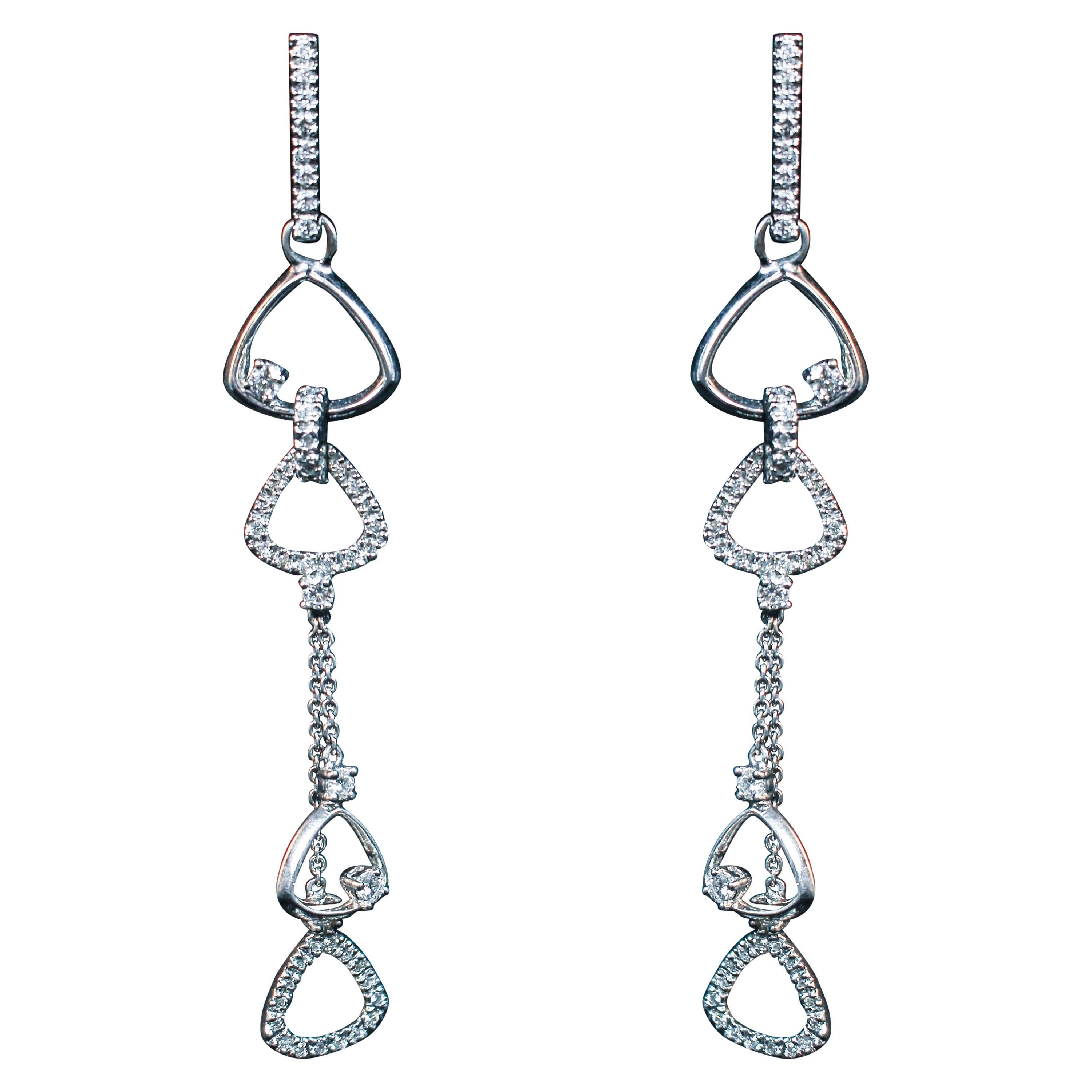 Abstract Pave Diamond Dangle Earrings