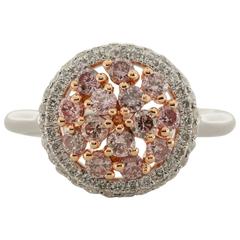 .62 Total Carat Pink Diamond Cluster Ring in White and Rose Gold
